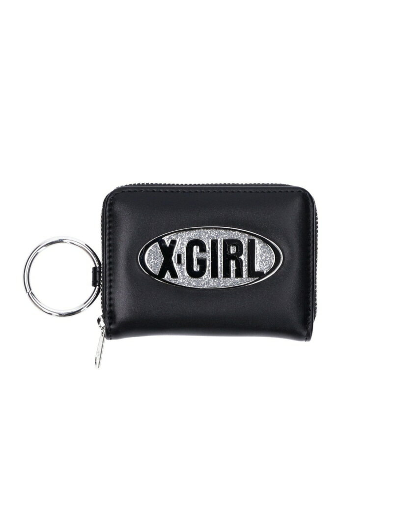 X-girl GLITTER OVAL LOGO COIN AND CARD CASE コイン エックスガール 財布・ポーチ・ケース コインケース・小銭入れ・札入れ ブラック ブルー ホワイト【送料無料】