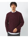 【SALE／70%OFF】UNITED ARROWS green label relaxing ローゲージ アラン クルーネック ニット ユナイテッドアローズ アウトレット トップス ニット レッド ネイビー【RBA_E】【送料無料】