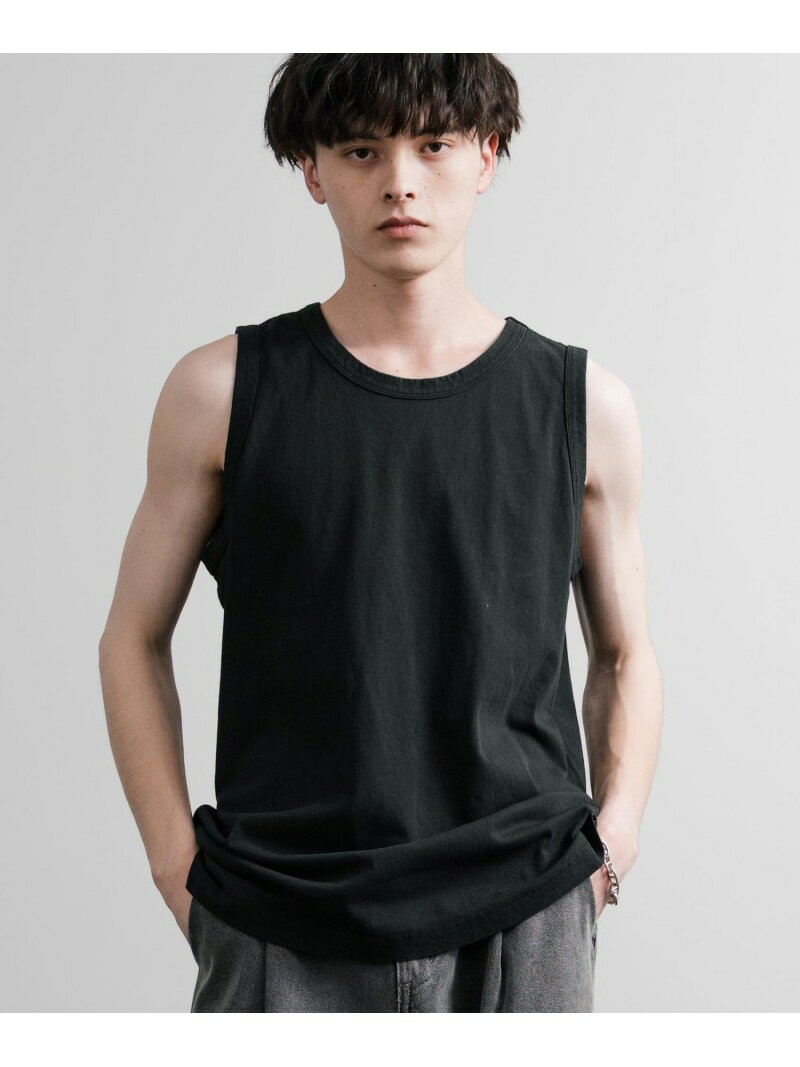 Audience ピグメントUSAコットン16/-天竺8.45オンスサイドスリットロングタンク ロッキーモンロー トップス ノースリーブ・タンクトップ ネイビー...