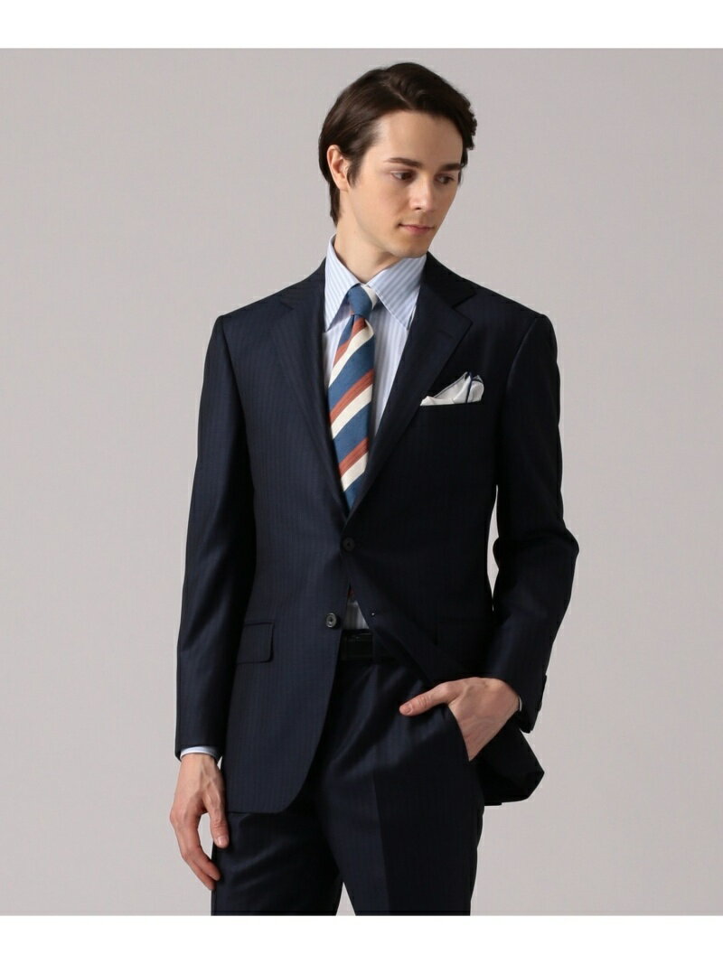 gotairiku 【DORMEUIL】EXELBLUEネイビースーツ/ストライプ ゴタイリク ビジネス/フォーマル セットアップスーツ ネイビー【送料無料】