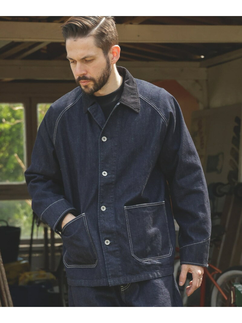 MR.OLIVE RINSE WASH 12oz CRUNCH DEINIM /5-BUTTON COVERALL ミスターオリーブ ジャケット・アウター カバーオール・ワークジャケット ブラック ネイビー【送料無料】