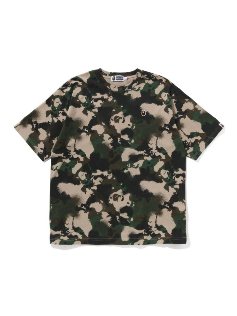 A BATHING APE MAP CAMO APE HEAD ONE POINT RELAXED FIT TEE ア ベイシング エイプ トップス カットソー・Tシャツ レッド ブラック【送料無料】
