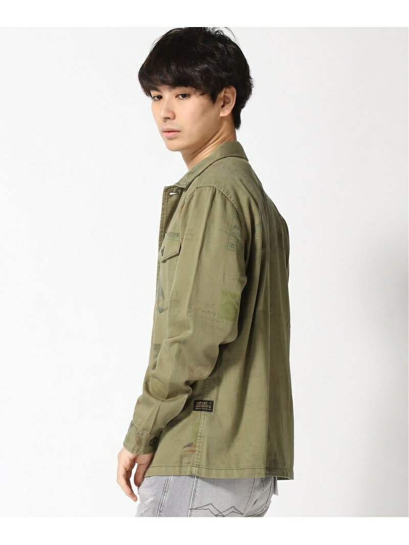 【SALE／70%OFF】REPLAY (M)コットンツイルアーミージャケット リプレイ ジャケット・アウター その他のジャケット・アウター グリーン【RBA_E】【送料無料】