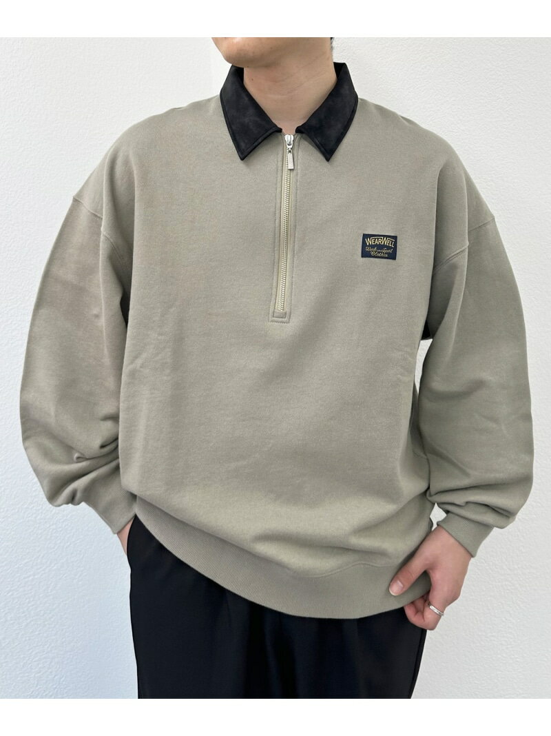 Discoat 【ユニセックス】WEARWELL衿PUハーフジップスウェット ディスコート トップス カットソー・Tシャツ ブラック グレー【送料無料】