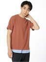 【SALE/75%OFF】m.f.editorial 梨地ポンチ フェイクレイヤード クルーネック半袖Tシャツ タカキュー トップス カットソー・Tシャツ ベージュ ブラック オレンジ【RBA_E】(4)