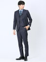 【SALE/2%OFF】m.f.editorial 光沢ウール混 スリムフィット 2ボタン3ピーススーツ シャドーストライプ青 タカキュー スーツ・フォーマル ...
