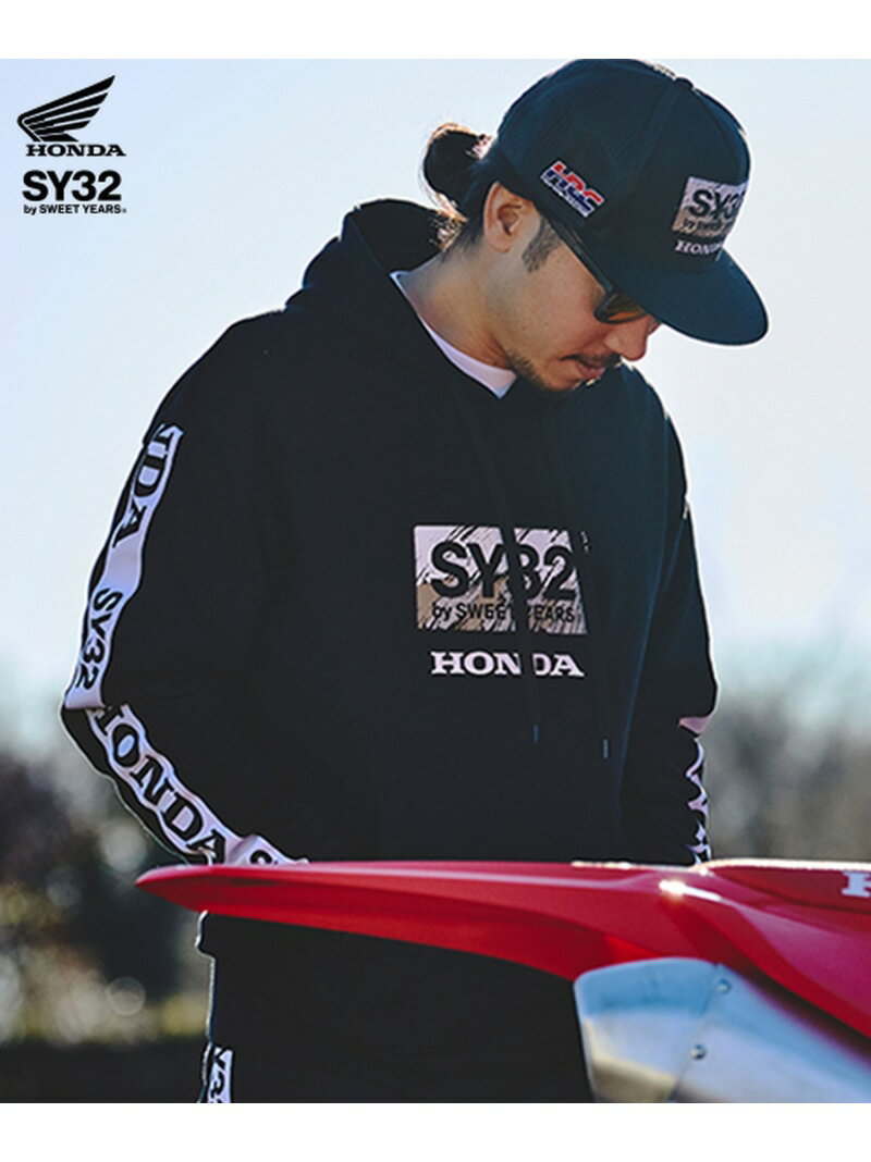 ROYAL FLASH SY32 by SWEET YEARS/HONDA COLLABORATION HOODIE ロイヤルフラッシュ トップス パーカー・フーディー ブラック ベージュ【送料無料】