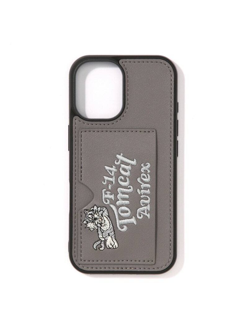 AVIREX iPhone16 AVIREX 刺繍 スマホケース アヴィレックス ファッション雑貨 その他のファッション雑貨 グレー ブラック