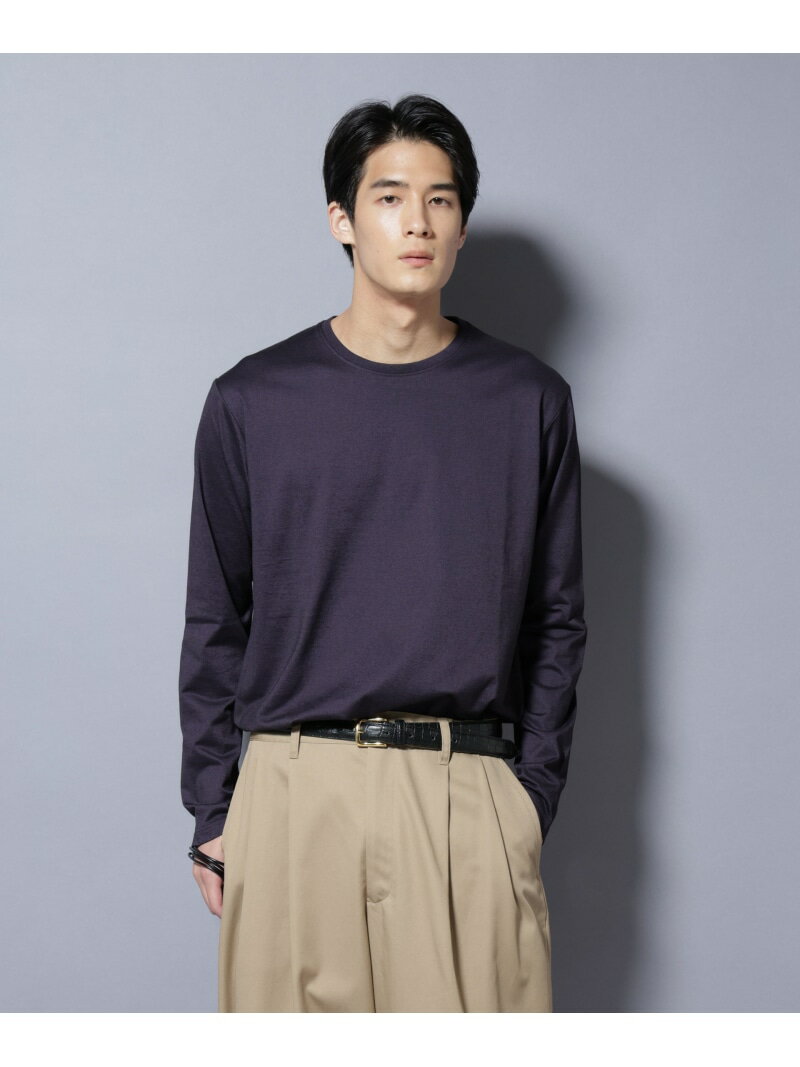 【SALE／40%OFF】NANO universe ソラーロライトストレッチクルーネックTシャツ 長袖 ナノユニバース トップス カットソー・Tシャツ ネイビー カーキグリーン【RBA_E】【送料無料】