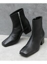 【SALE/20%OFF】glabella glabella/(M)エコレザー スクエアトゥ ハイヒールブーツ / サイドジップ ドレスブーツ エー.エム.エス...