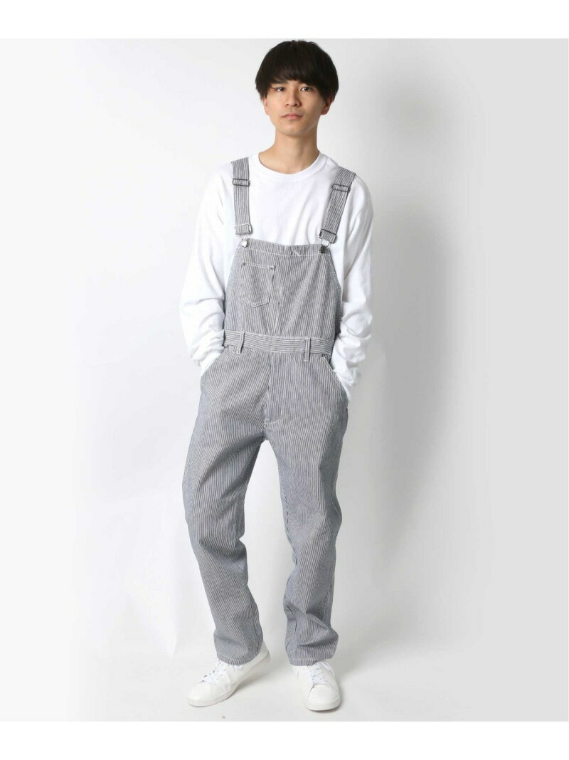 【SALE／27%OFF】Lazar デニム ヒッコリー ツイル オーバーオール メンズ ユニセックス レディース ラザル オールインワン・オーバーオール オーバーオール・サロペット ホワイト ネイビー ブルー【RBA_E】【送料無料】