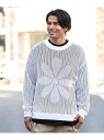 CavariA CavariA フラワーモチーフメッシュ長袖ニット シルバーバレット トップス ニット ホワイト ブルー ブラック【送料無料】(4)