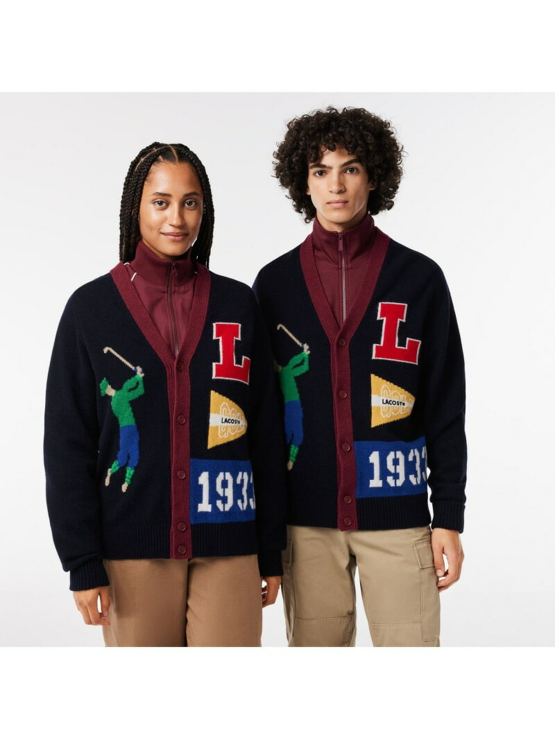 【SALE／30%OFF】LACOSTE グラフィックジャカードリサイクルニットカーディガン ラコステ トップス カーディガン ネイビー【RBA_E】【送料無料】