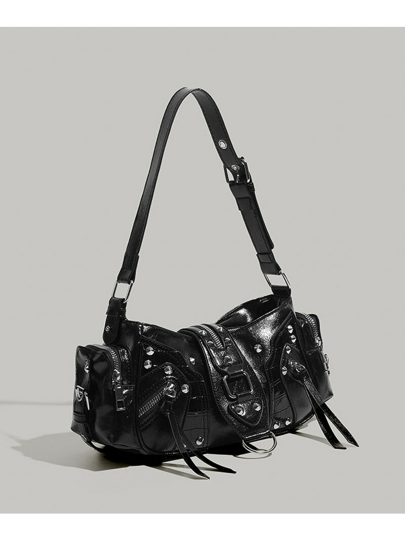 DEVICE select ベルト デザイン スタッズ トート ショルダーバッグ メンズ レディース デバイス バッグ ショルダーバッグ ブラック【送料無料】