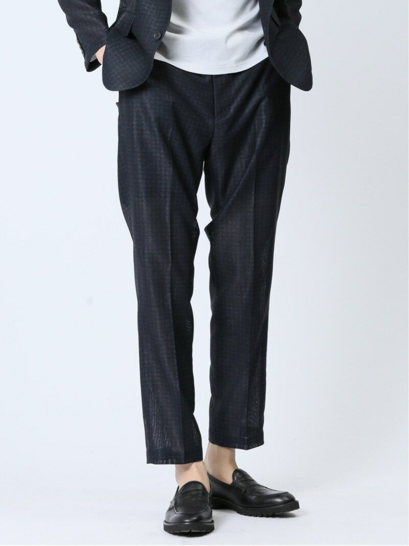 【SALE/15%OFF】TAKA-Q TechLinen スリムフィット ノータックパンツ 千鳥紺(セットアップ可能) タカキュー スーツ・フォーマル スーツパンツ ネイビー【RBA_E】【送料無料】