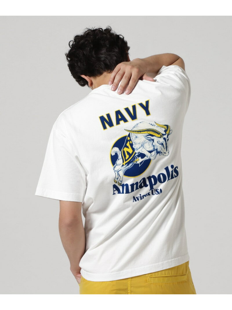 【SALE/20%OFF】AVIREX MIL. ACADEMY T-SHIRT "US.NAVY" / ミリタリーアカデミー 半袖Tシャツ / AVIREX / アヴィレックス アヴィレックス トップス カットソー・Tシャツ ホワイト グレー【RBA_E】【送料無料】