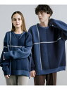 Rocky Monroe オーバーサイズ クロスチェック柄クルーニット ロッキーモンロー トップス ニット ブルー ブラック グレー ネイビー【送料無料】
