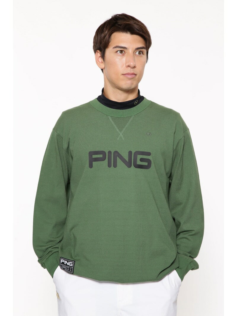 PING APPAREL メッシュジャガードクルーネックニットプルオーバー ＜GOLD＞ (MENS) ピン アパレル トッ..