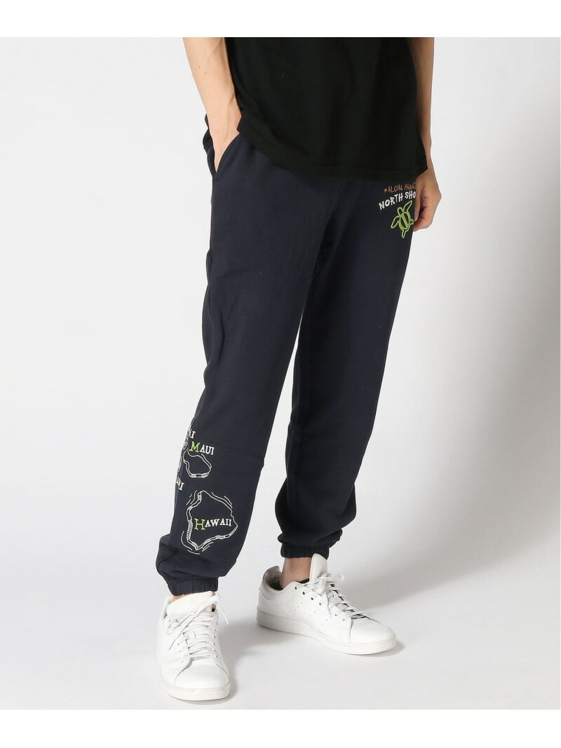Hula Lani Hawaii Hula Lani Hawaii/(M)裏毛 刺繍ロングパンツ フララニハワイ パンツ ジャージ・スウェットパンツ ネイビー グレー【送料無料】