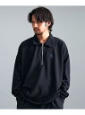 CavariA CavariA 膨れジャガード長袖ハーフZIP シルバーバレット トップス スウェット・トレーナー ネイビー ホワイト ブラック【送料無料】