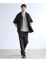 SPU 【セットアップ 2点セット】接触冷感テックリネンノーカラー半袖カーデorオープンカラー半袖シャツ/&テーパードパンツセットアップ カジュアル トップス カーディガン ベージュ グレー ネイビー ブラック【送料無料】