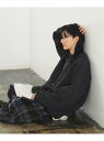 Aphlotus ハンド編みライク アウトリンキング ラグランスリーブ クルーネックニット アプロタス トップス ニット グレー ブラック【送料無料】