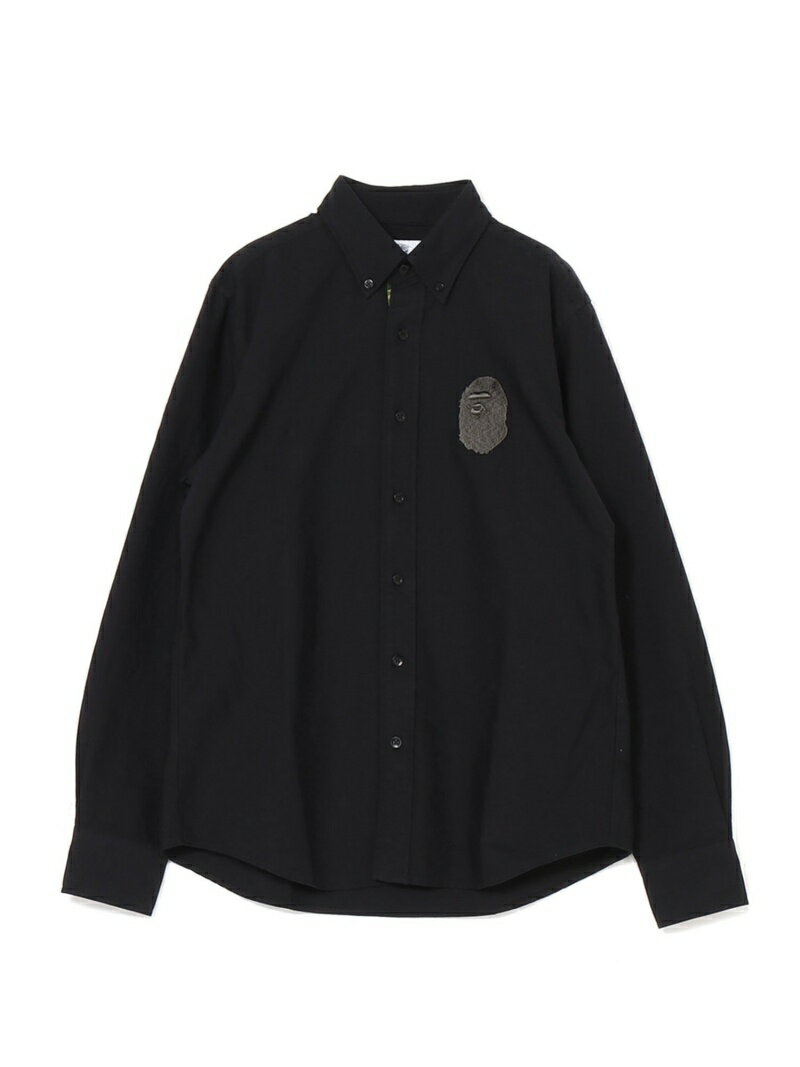 A BATHING APE LARGE APE HEAD OXFORD BD SHIRT M ア ベイシング エイプ トップス シャツ・ブラウス ブラック グレー