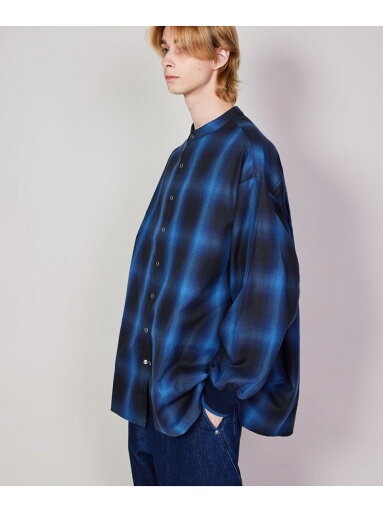 【SALE/20%OFF】rehacer rehacer:No-Collar Ombre Check Rib Shirt レアセル トップス シャツ・ブラウス レッド ブルー【RBA_E】【送料無料】 【SALE/20%OFF】rehacer rehacer:No-Collar Ombre Check Rib Shirt レアセル トップス シャツ・ブラウス レッド ブルー【RBA_E】【送料無料】