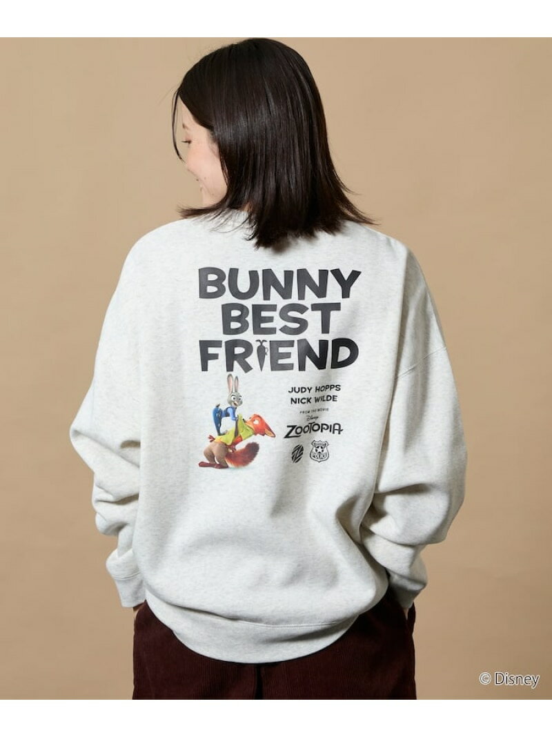 【SALE／10%OFF】FREAK'S STORE DISNEY / ディズニー 『ズートピア』 / 別注 リラックスフィット バックプリント クルーネックスウェット 【限定展開】 フリークスストア トップス スウェット・トレーナー グレー ブラック ピンク【RBA_E】【送料無料】のサムネイル