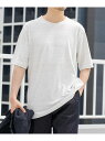 URBAN RESEARCH ROSSO 【予約】『WEB限定』『XLサイズあり』リネン混カノコクルーTシャツ アーバンリサーチロッソ トップス カットソー・Tシャツ カーキグリーン ブラウン ブラック ホワイト グレー【先行予約】*【送料無料】