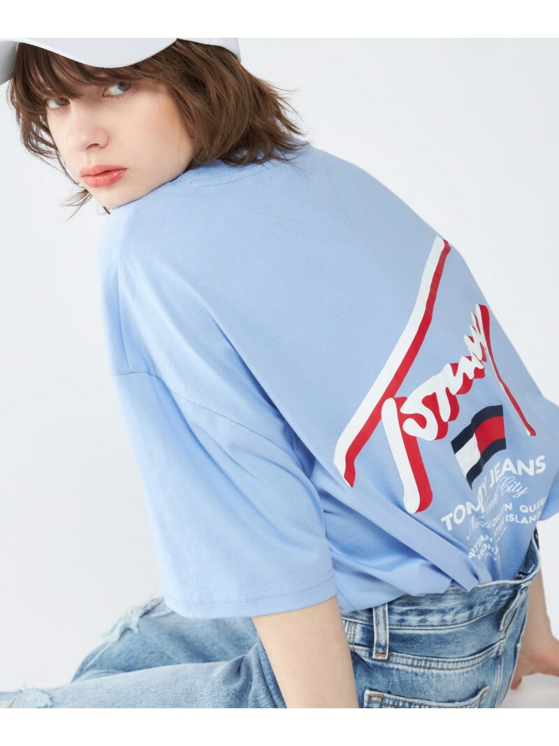 【SALE／10%OFF】TOMMY JEANS (M)TOMMY HILFIGER(トミーヒルフィガー) レギュラー3DストリートシグネチャーTシャツ トミーヒルフィガー トップス カットソー・Tシャツ ブルー ブラック ホワイト【RBA_E】【送料無料】