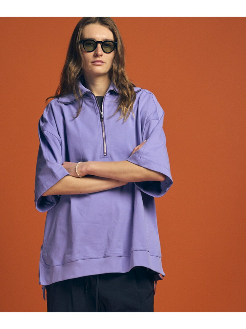 【SALE／45%OFF】MAISON SPECIAL 《ユニセックスアイテム》ヘビーウェイト天竺プライムオーバーセーラーカラーハーフジップTシャツ【MAISON SPECIAL/メゾンスペシャル】 メゾンスペシャル トップス カットソー・Tシャツ ホワイト ブラック パープル レ【RBA_E】【送料無料】