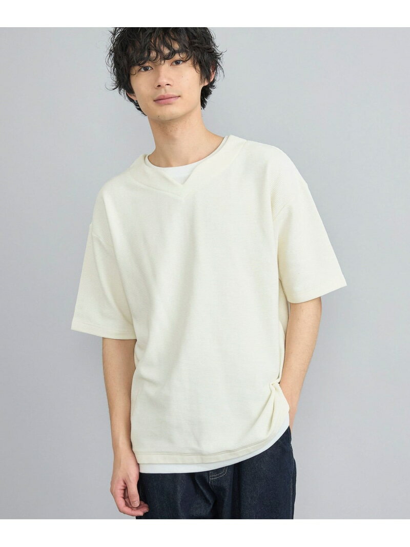 【SALE／50%OFF】coen リップルフェイクレイヤードヘンリーネックTシャツ コーエン トップス カットソー・Tシャツ ホワイト ブラック ブルー【RBA_E】