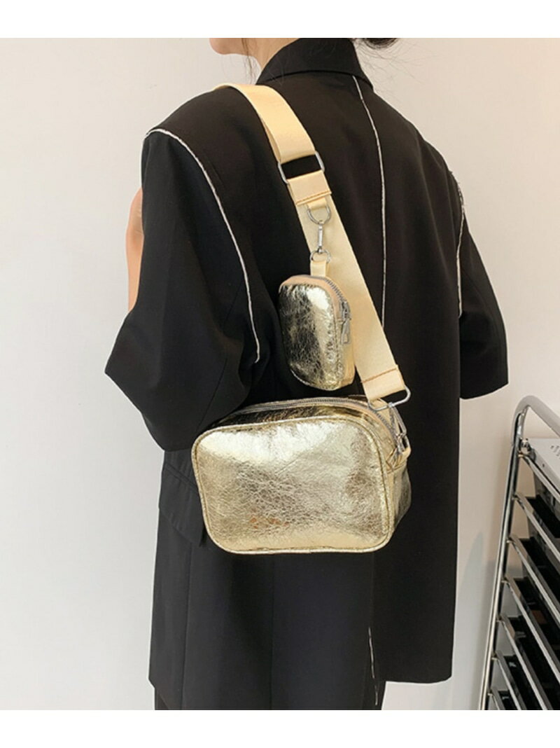 mignon trefle Room403 selected mignon trefle Room403 selected/(U)ポーチ付き メタルミニショルダーバッグ ミニョントレフル ルームヨンマルサンセレクティッド バッグ ショルダーバッグ ゴールド シルバー ブラック