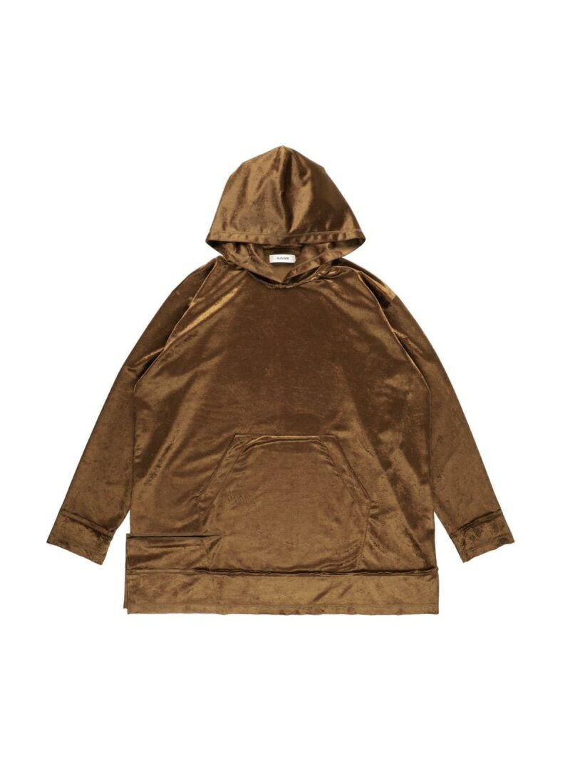 sulvam 【25AW】＜sulvam＞オーバーフードベロアT サルバム トップス パーカー・フーディー ブラウン ブラック【送料無料】