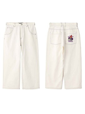 XLARGE HARDLY WORKING CONTRAST STITCH WIDE PANTS ワイドパンツ XLARGE エクストララージ パンツ/ジーンズ ワイド/バギーパンツ ブラック グリーン ホワイト【送料無料】