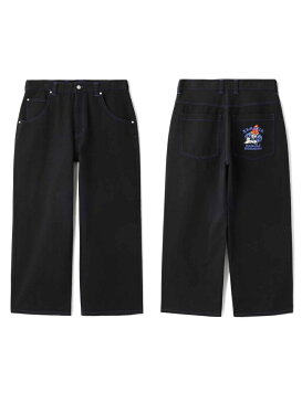 XLARGE HARDLY WORKING CONTRAST STITCH WIDE PANTS ワイドパンツ XLARGE エクストララージ パンツ/ジーンズ ワイド/バギーパンツ ブラック グリーン ホワイト【送料無料】