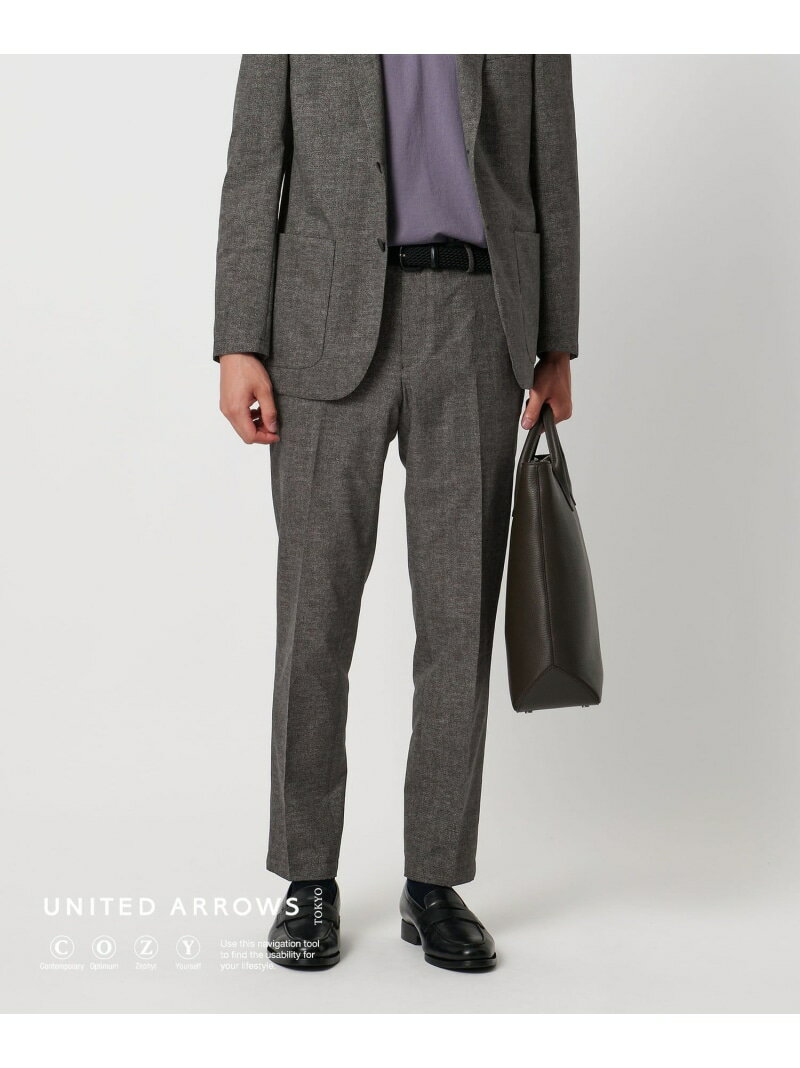 UNITED ARROWS COOL DOTS プリント ノープリーツ スラックス UA COZY -ウォッシャブル 2WAYストレッチ 防シワ- ユナイテッドアローズ スーツ・フォーマル スーツパンツ ネイビー グレー【送料無料】