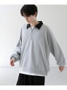 【SALE/44%OFF】THE CASUAL ドルマン襟配色ハーフジップポンチ/フェイクスウェードプルオーバー カジュアル トップス その他のトップス グレー...