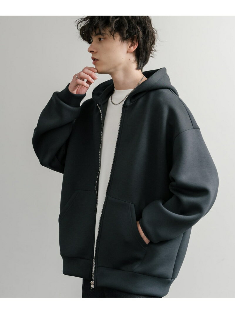 Rocky Monroe ルーズシルエットダンボールニットフルジップパーカー ロッキーモンロー トップス パーカー・フーディー ピンク ホワイト グリーン ベー...