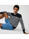 【SALE/30%OFF】LACOSTE マリンボーダーコットンニットセーター ラコステ ニット 長袖ニット ブラック ホワイト【RBA_E】【送料無料】