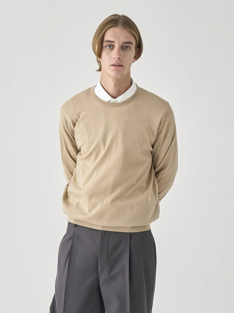 JOHN SMEDLEY クルーネック長袖ニットプルオーバー ｜ SCANLAN ｜ 30G MODERN FIT ジョンスメドレー トップス ニット ベージュ【送料無料】