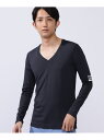 PEARLY GATES N/ベア天竺リップ長袖Vネックカットソー (MENS) パーリーゲイツ トップス その他のトップス ネイビー ホワイト【送料無料】
