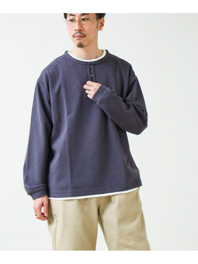 GLOSTER 【1枚で完成する】杢ダンボール ヘンリーネックフェイクレイヤー ロンT フレディ アンド グロスター トップス カットソー・Tシャツ パープル グレー【送料無料】