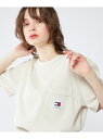 【SALE／10%OFF】TOMMY JEANS (M)TOMMY HILFIGER(トミーヒルフィガー) レギュラーワッフルポケットTシャツ トミーヒルフィガー トップス カットソー・Tシャツ ベージュ ブラック ホワイト【RBA_E】【送料無料】