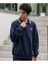 WEGO MEN'S モチーフロゴポロスウェット ウィゴー トップス パーカー・フーディー ネイビー ホワイト ブラック