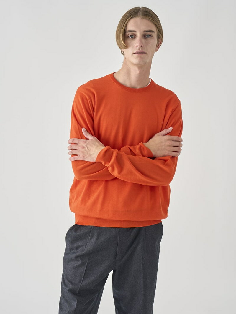 JOHN SMEDLEY クルーネック長袖ニットプルオーバー ｜ SCANLAN ｜ 30G MODERN FIT ジョンスメドレー トップス ニット オレンジ【送料無料】