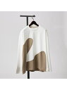 【SALE/30%OFF】ABAHOUSE LASTWORD 【ウズマキ】アシンメトリー 配色 オーバーサイズ ポンチ ロンT アバハウス トップス カットソー・Tシャツ ネイビー グレー ベージュ【RBA_E】【送料無料】