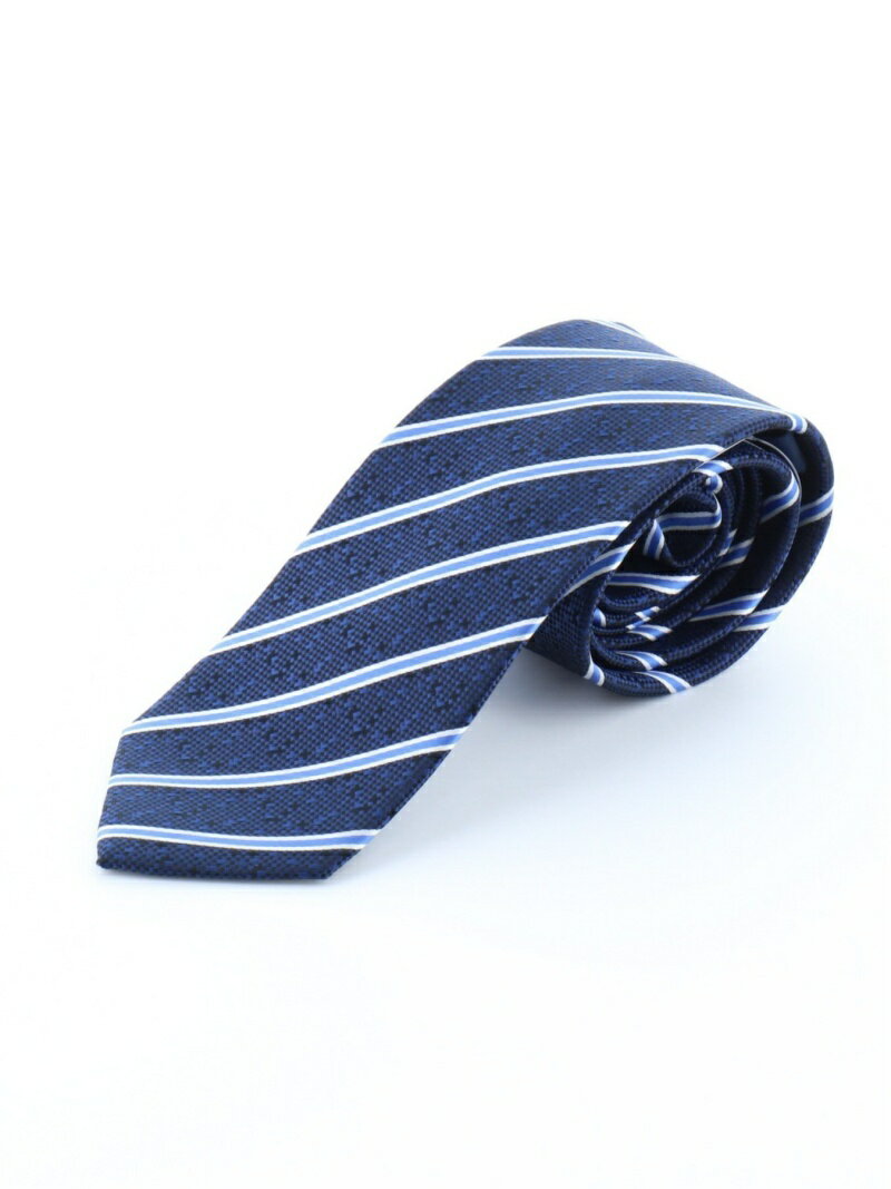 TAKA-Q シルク混ストライプ柄ナロータイ7.5cm幅 タカキュー ビジネス/フォーマル ネクタイ ネイビー