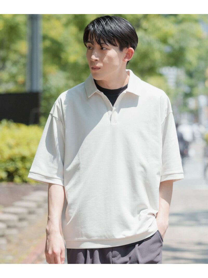 【SALE/60%OFF】URBAN RESEARCH ITEMS リサイクルポンチ スキッパーポロシャツ アーバンリサーチアイテムズ トップス カットソー・Tシャツ ホワイト ブラック【RBA_E】